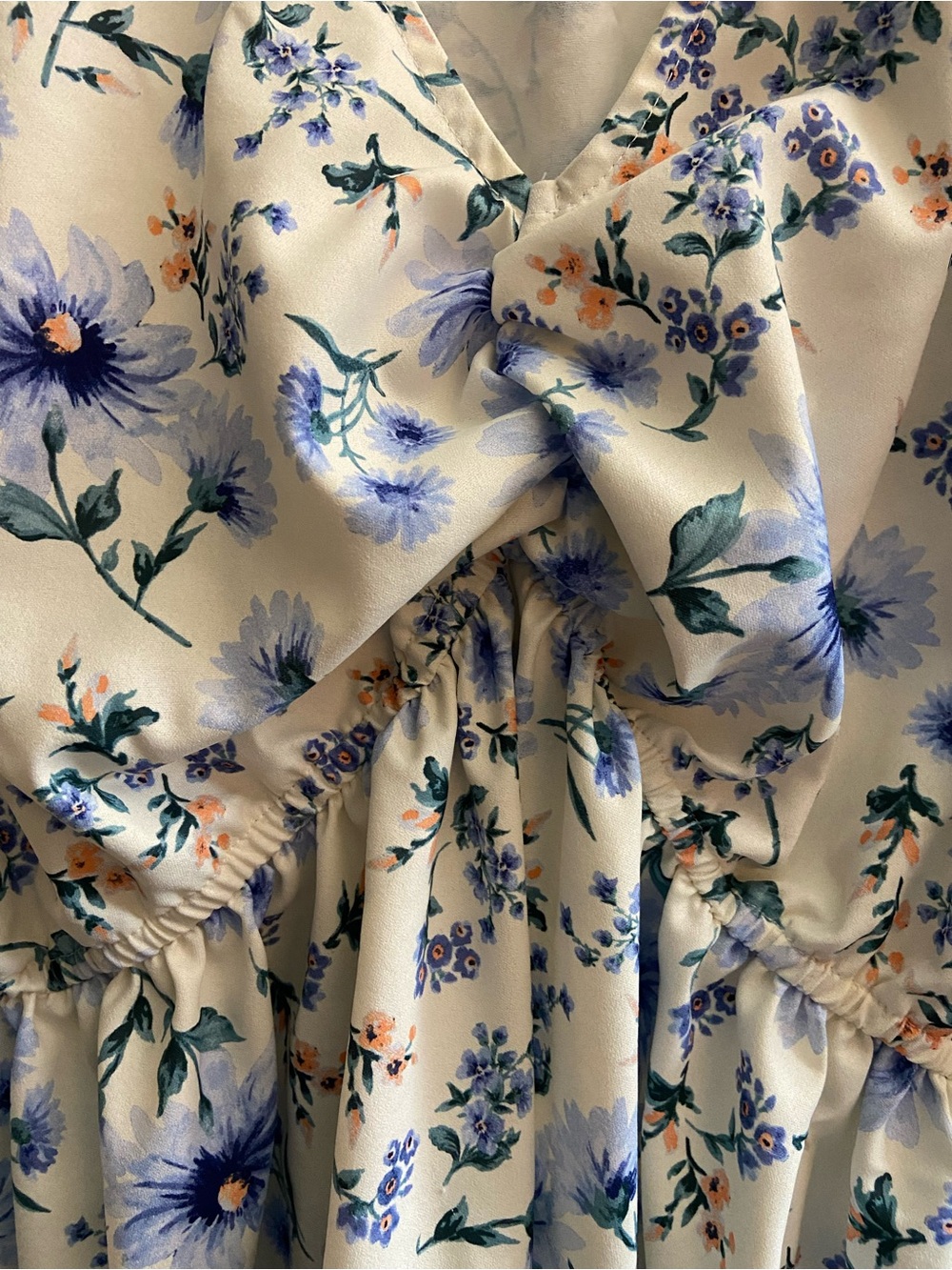 Arula 2X Blue Floral Peplum Blouse Flutter Sleeve Cottagecore - Picture 4 of 9